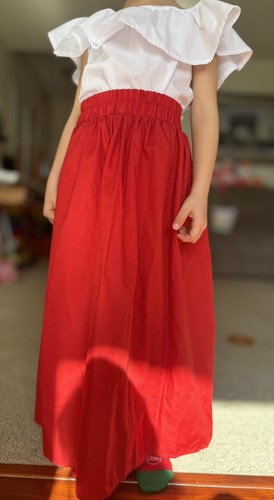 Long Adjustable Waist Comfortable Red Skirt For Girls Kids Size S Fits 6-7 Year - Picture 3 of 11