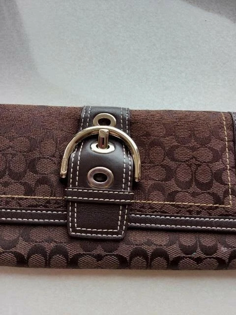 Nueva Cartera Coach Hampton Pitón Rayas Marrón Oscuro Lona