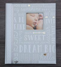 Pearhead L'il Peach Baby Boy Memory Book Gray, White  Gold Dream Big Wordplay