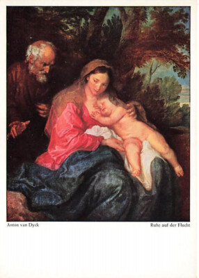 Old postcard Anton van Dyck - peace on the run unused postcard f4202d