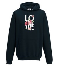 Love Print Pastel Floral Print Hoodie Hooded Jumper Gift All Sizes Adults & Kids