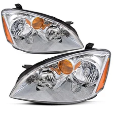 For 2002 2003 2004 Nissan Altima Chrome Headlights Amber Corner Lamps Left+Right