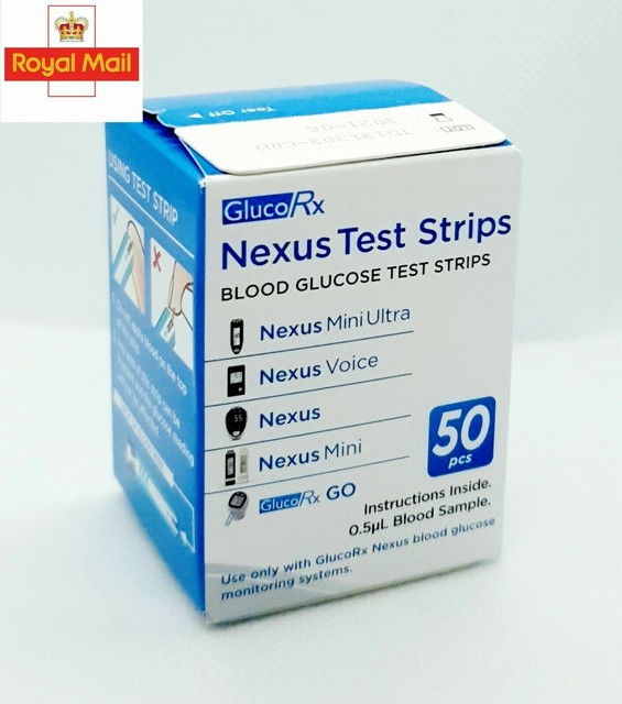 GlucoRx Nexus Test Strips Monitoring Blood Glucose X 50 for sale online