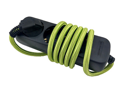 UNITEC Mehrfachstecker Steckdosenleiste 3 fach Textil Kabel 1,4M Neon