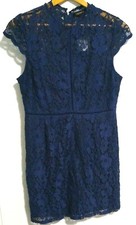 NEW Qed London Dress Womens NWT Floral Lace Navy Blue Party Wedding Formal 10