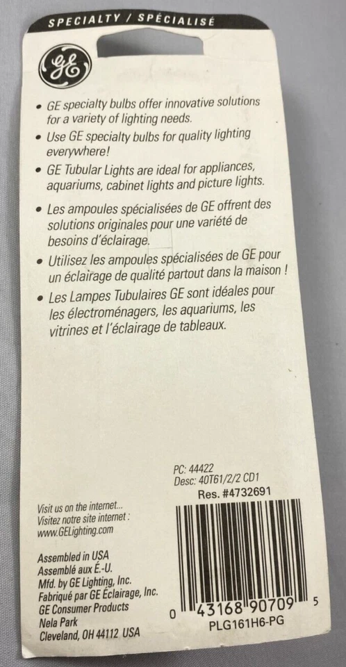 GE Tubular 40 Watt Appliance, Aquarium, Cabinet, Lamp 40T61/2/2CD1 New Old Stock - Image 2 of 2