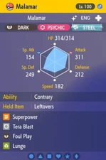 Pokemon Scarlet and Violet 6iv Shiny Max EV Malamar