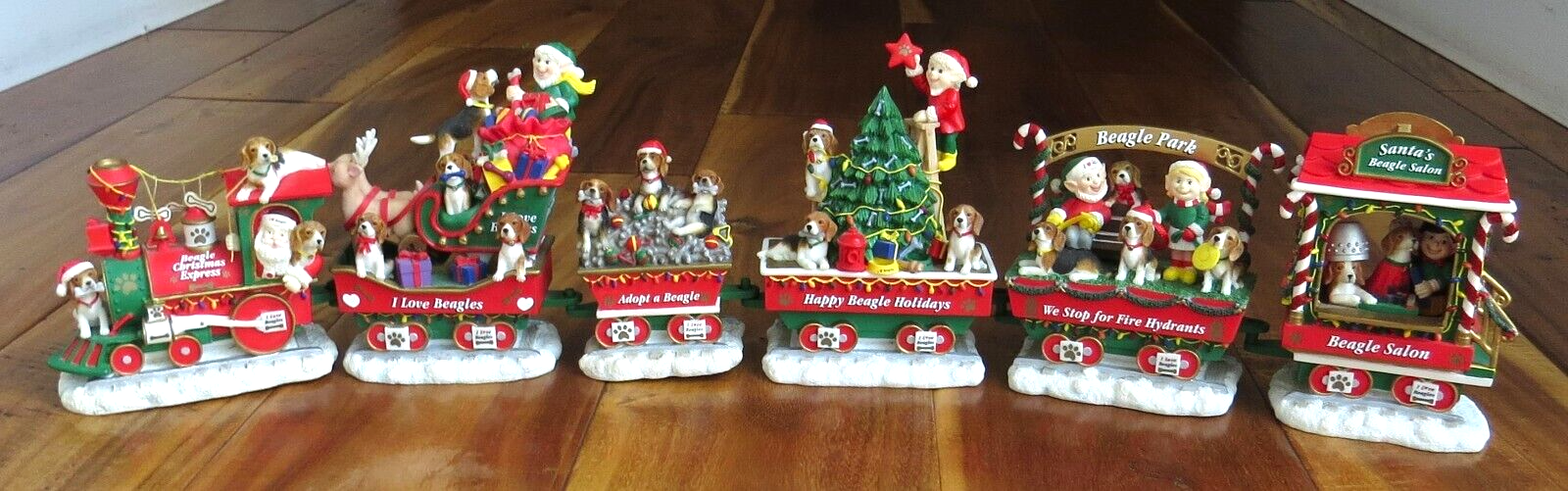 Danbury Mint BEAGLE Dog Christmas Express Train 6 Piece Complete Set eBay