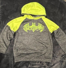 Batman Youth Long Sleeve Pullover Hoodie Fleece Lined Sweatshirt Size L 10/12 