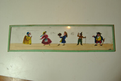 Lot 5 plaques en verre lanterne magique ancienne 19 siècle