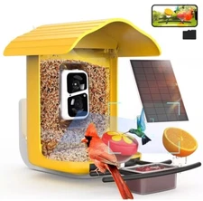 Birdsnap AI Smart Bird Feeder w/Camera & 64G SD Card Yellow + Hummingbirds NEW!!