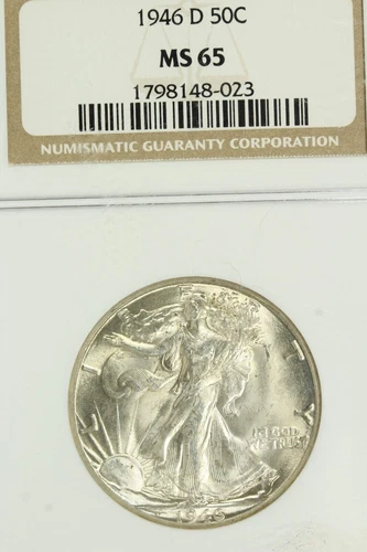 1946-D Walking Liberty Half Dollar : NGC MS65