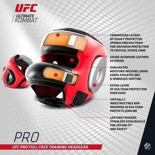 UFC PRO Full Face Head Gear-RD/BK sz XL - Picture 7 of 9