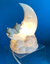 Bear On The Moon Nightlight Nursery Accent Light Porcelain Electric Sleeping
