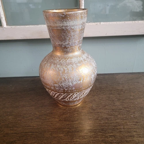 Stangl Vase, Hand Painted Antique Gold 5023  9 1/2" T  X 6" W