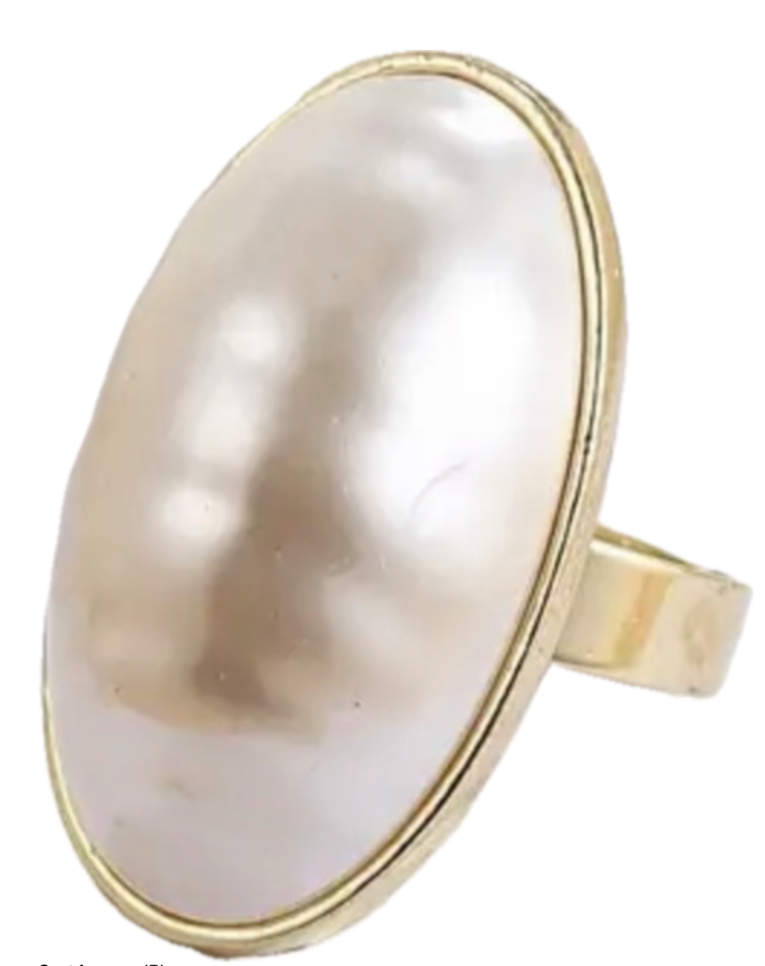 Faux Oversized Pearl Statement Ring, 14K Gold Plated, Adjustable FREE SHIPPING