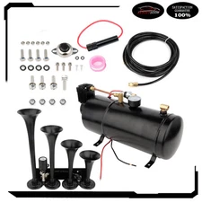 Autodayplu 4 Trumpet Air Horn Kit Train Horn 150PSI Air Compressor For Car Truck