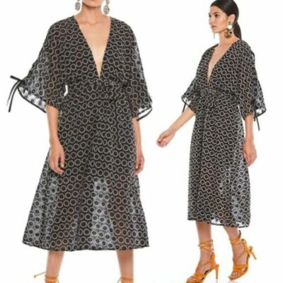 La Maison Talulah Ebony Embroidered Midi Dress Size M~NWT $299 | eBay