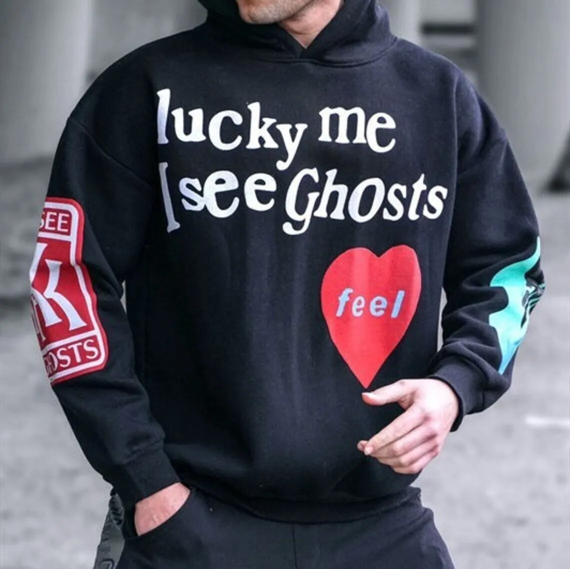 Lucky Me I See Ghost Trendy Hoodie Sweatshirt, Kanye West, Unisex With  Colors