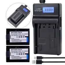 2x Battery LCD Charger For Sony DCR-DVD106 DCR-DVD108 DCR-DVD110 DCR-DVD115
