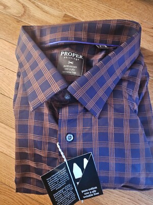 SIZE 20 34/35 PROPER (NEW) Men's Long Sleeve Dress Shirt Lot #21