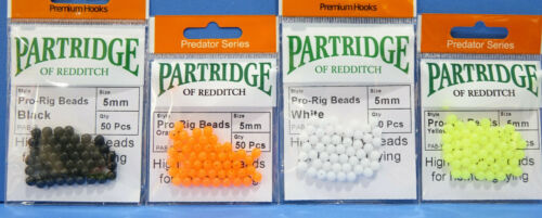 Partridge Pro-Rig Beads 50 Piece 4 Colors Selection Ø 5mm Pro-Rig Beads - Picture 1 of 5