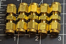 (5) 1/8”x1/8” Brass Compression Tube Union A-Lok Parker 2SC2-B [B6BY]