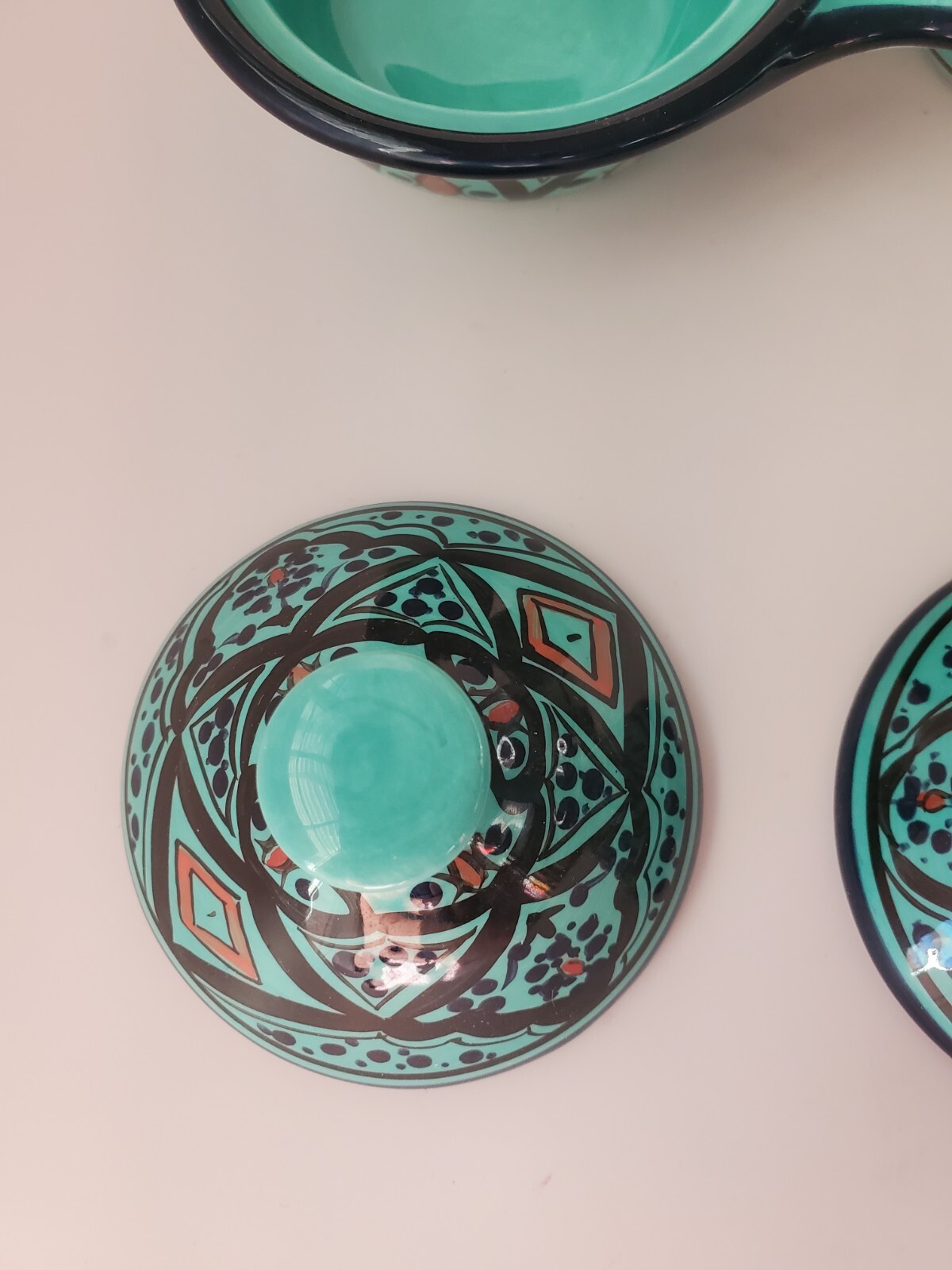 Pottery Barn Kasara Salt & Pepper Cellar with Lids Jade Green Mosaic