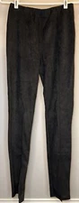 Pomander Place Tuckernuck Sloan Leggings Black Faux Suede Slit Front Size Small