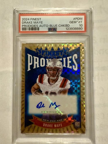 Drake Maye [Blue Checkerboard Refractor] #P-DM 2024 Topps Finest Prodigies Autograph card