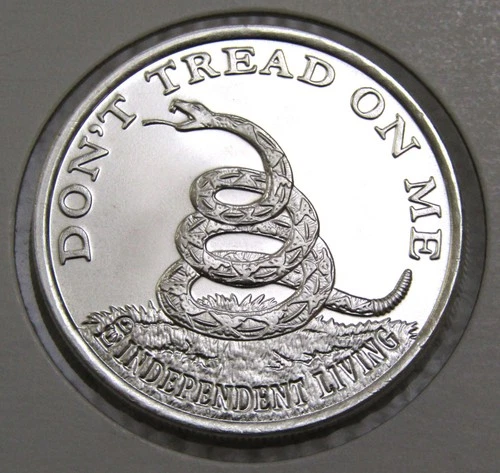 Independent Living Don't Tread Boston Tea Party 1 Troy oz .999 Fine Silver Round