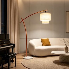 Arc Floor Lamp Dimmable, Orange 70" Modern Standing Tall Lamps, Arched Reading