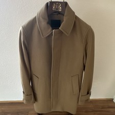 Banana Republic Beige Men's Mid-Length Overcoat Button Spread Collar Pockets