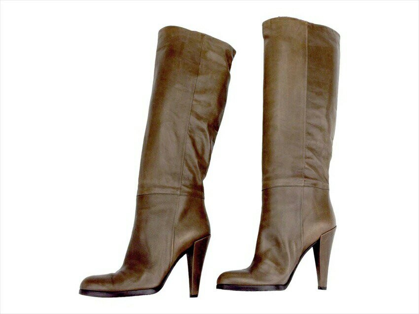 GUCCI Long Boots Shoes EU 36.5 US 6.5 Brown Green Gold Authentic thumbnail 20