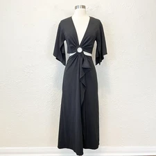 Bardot Dress Midi Black Cut Out Teri Ring XS 4