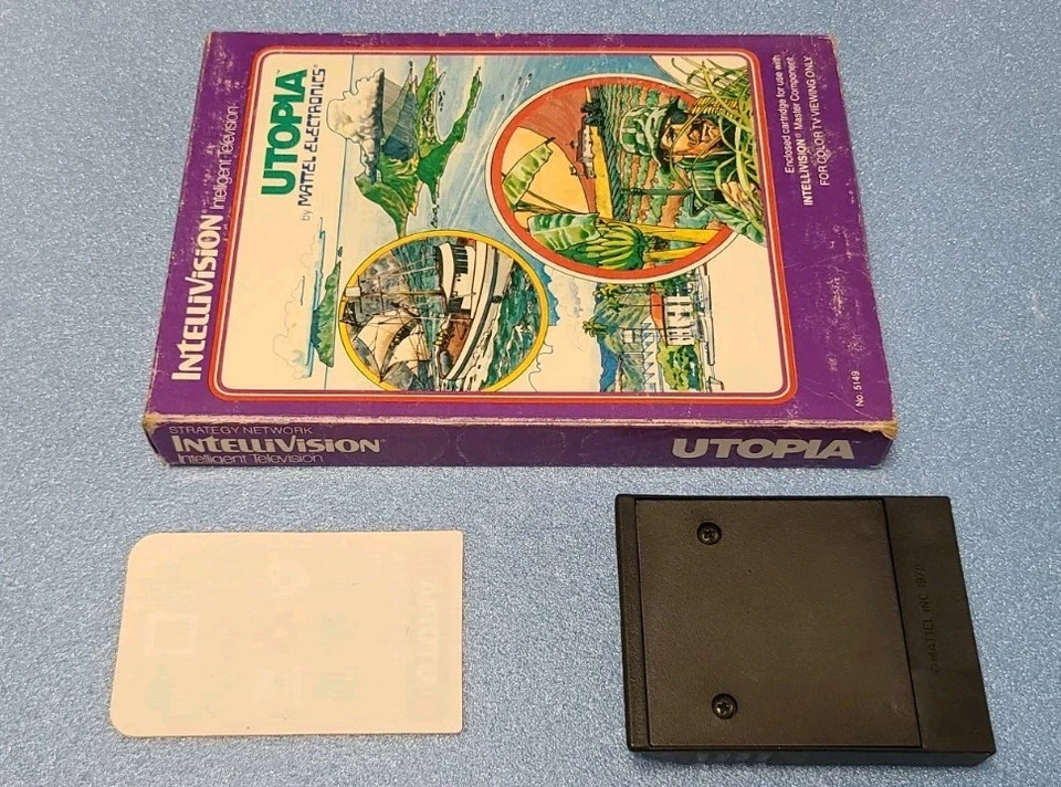 Utopia for Intellivision - Box, Cartridge & Button Map - Acceptable Condition - Image 3 of 4