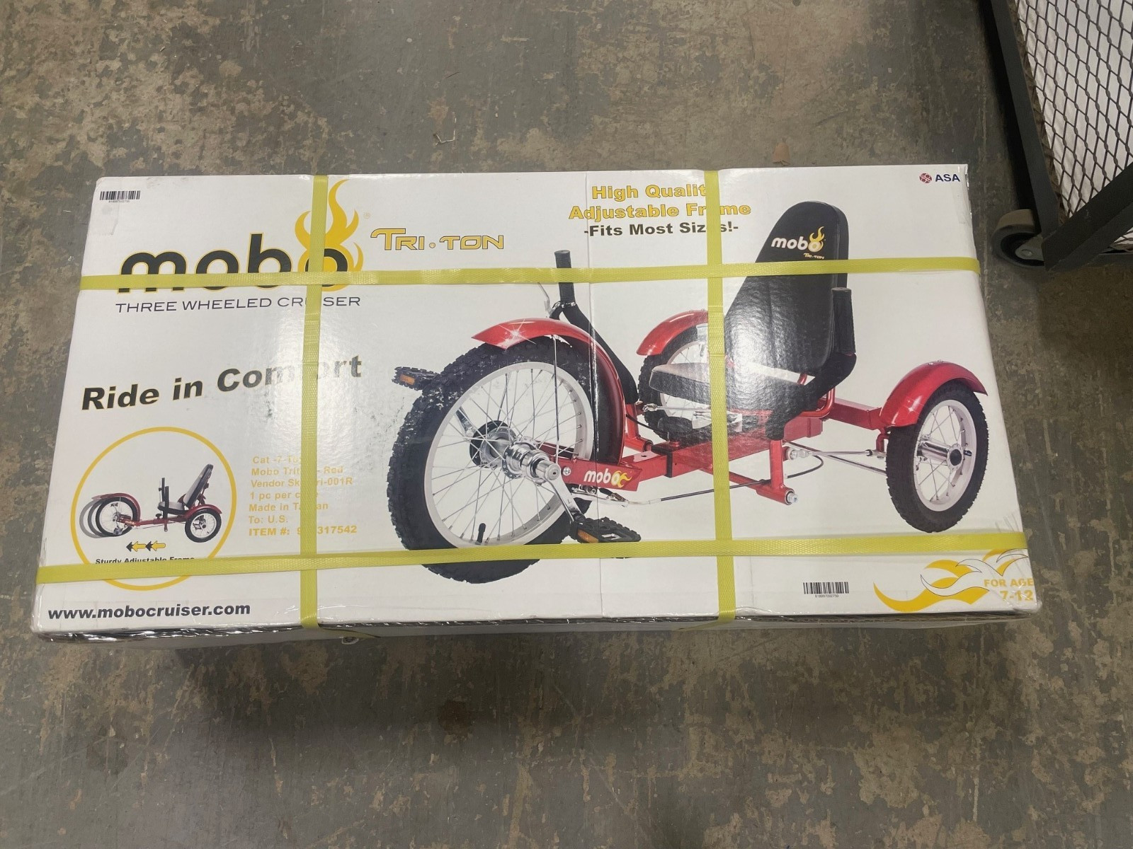 New Mobo Kids Triton Tri-001R RED Tricycle 3 Wheel Youth Cruiser Bike NIB