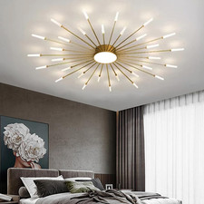 Modern LED Ceiling Light Sputnik Linear Flush Mount Ceiling Lamp Gold Firework F
