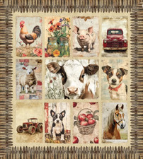 Quilting Patchwork Sewing Fabric Coop's Farm Panel 100x110cm
