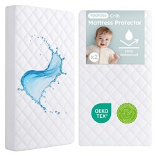 Waterproof Crib Mattress Protector 2 Pack, Quilted Crib Mattress Pad Cover Ul...