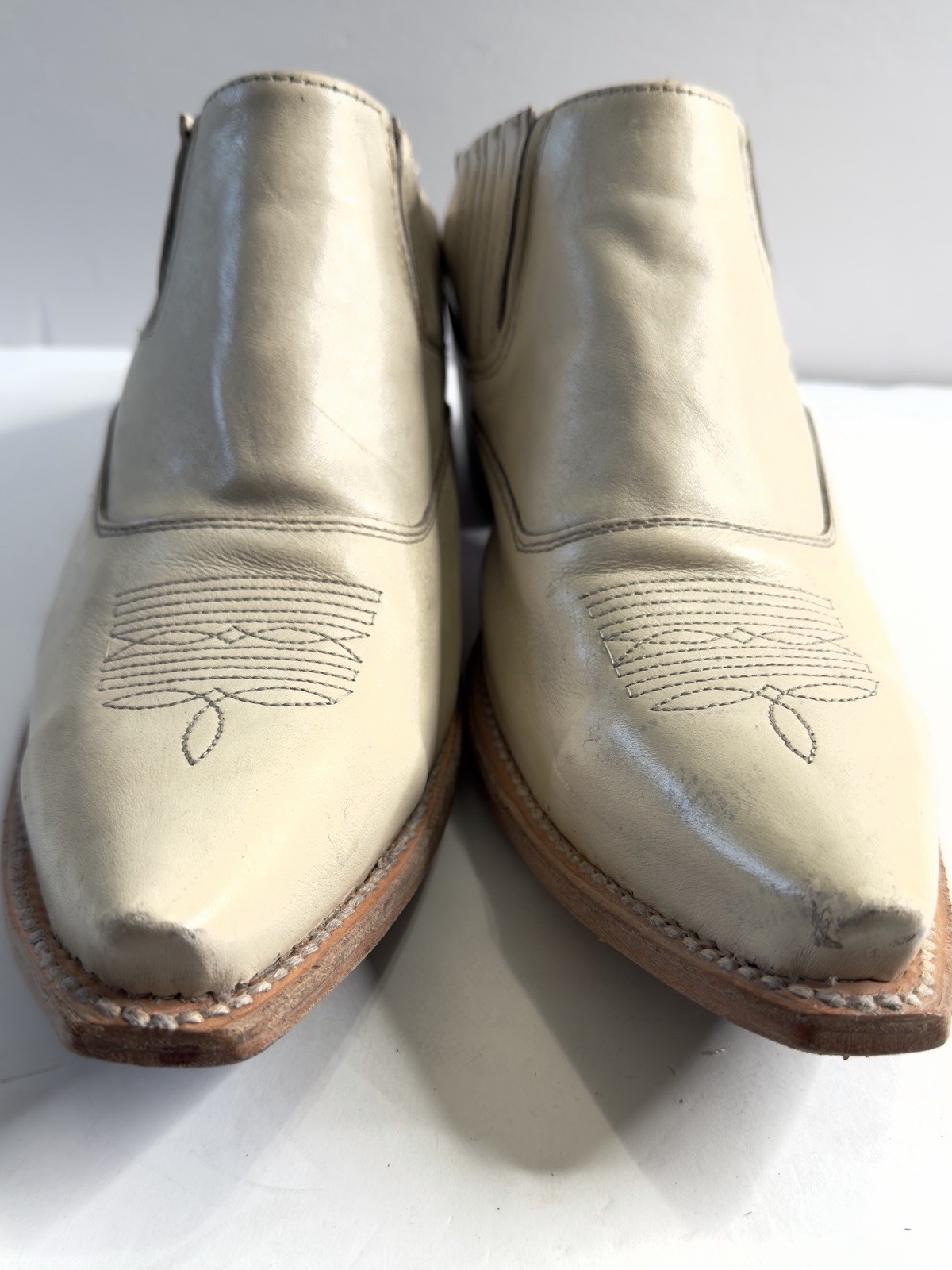 Freebird Unisex Womens Sz. 12  Mens 10? Western  Slip On Heel Off-White Leather thumbnail 5