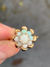 9ct gold natural opal cluster ring vintage 3.1 grams