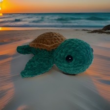 Handmade Green Sea Turtle Crochet Plushie Stuffed Animal