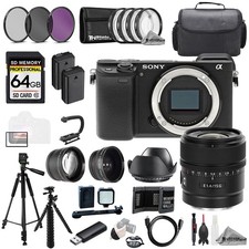 Sony Alpha a6400 Sony E 15mm f/1.4 G Lens 64GB Ext Bat 9 PC Filter-MEGA Kit