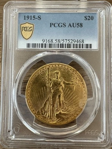 1915-S $20 Gold St. Gaudens Double Eagle PCGS AU-58