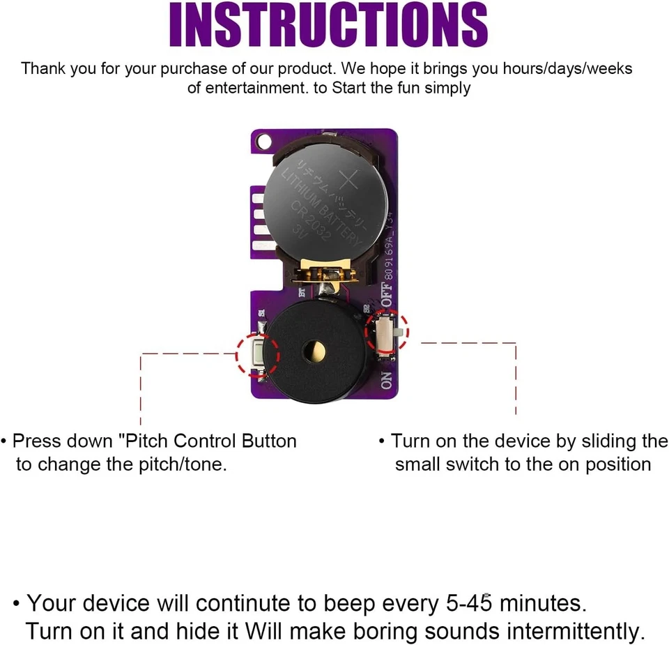 Dispositivo de broma BOXOB 3 piezas, fabricante de ruido de cricket broma pitido durante varios meses Hola Foto 4 de 4