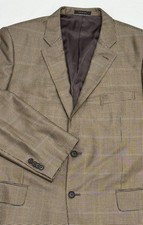 John W Nordstrom Loro Piana Brown/Tan Houndstooth Silk/Wool Sport Coat 44L EUC