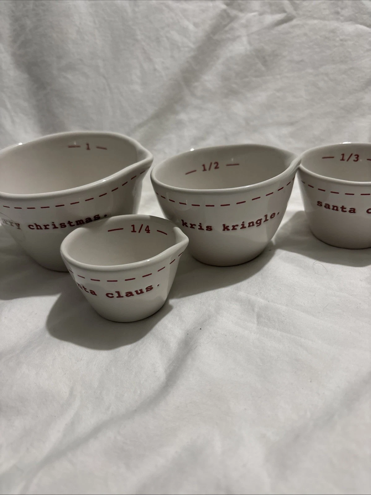 Rae Dunn Magenta Merry Christmas Red Stitching Measuring Cups HTF Rare **
Opens in a new window or t