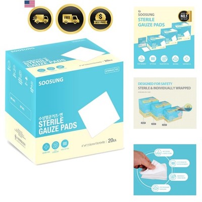 Sterile Gauze Pads 4x4 Inch 100 Count, 8-Ply Medical Grade Cotton, Individual...