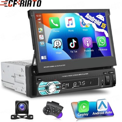 Autoradio 1 DIN 7'' Flip Bildschirm Touchscreen Apple Carplay Bluetooth SWC + Kam
